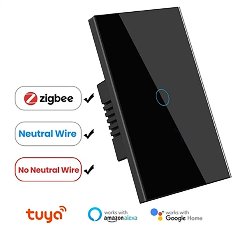Interruptor Zigbee Tuya 1 Tecla Preto Sem Neutro Interruptor Zigbee Tuya 1 Tecla Preto Sem Neutro